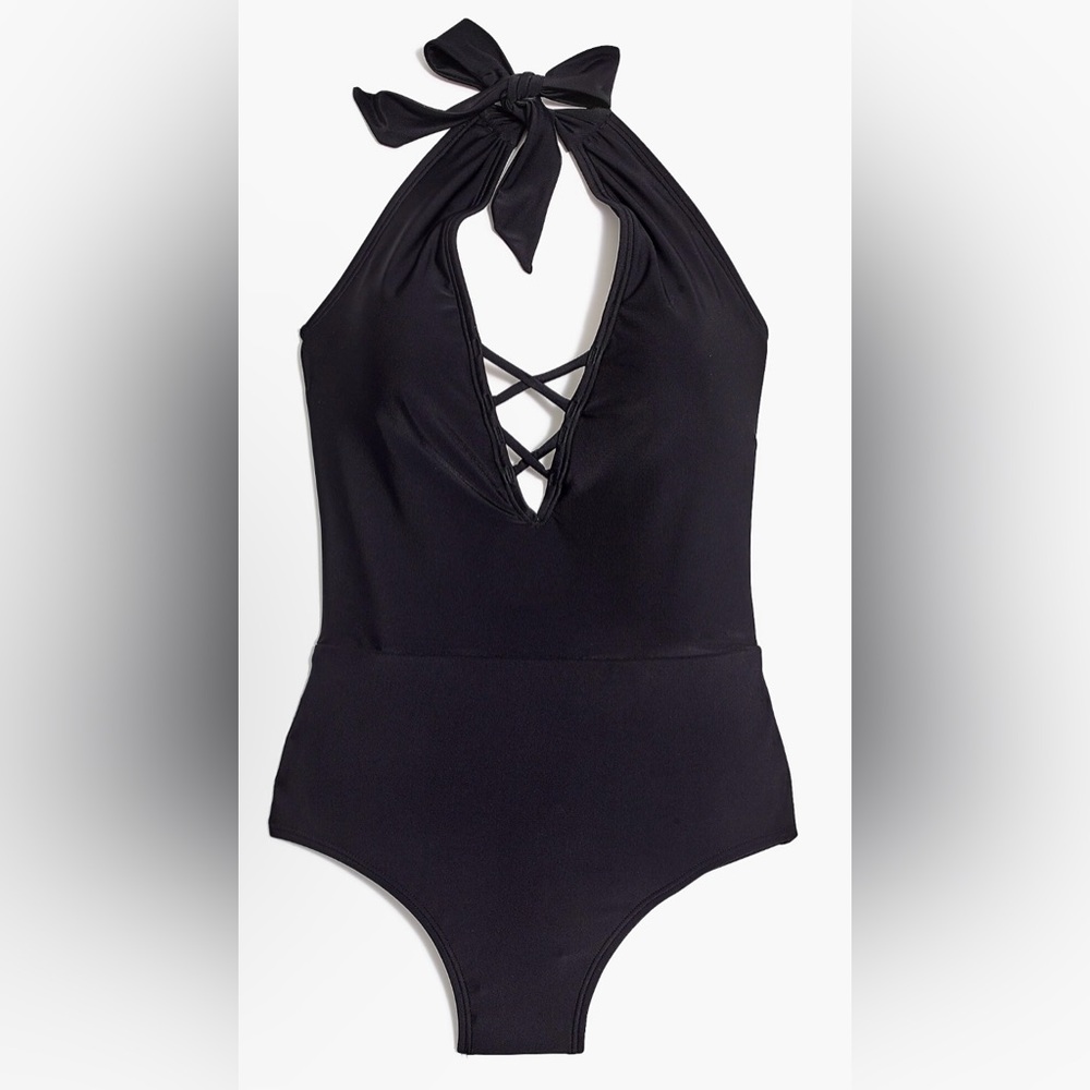 Plunge V-Neck One Piece Swim Suit